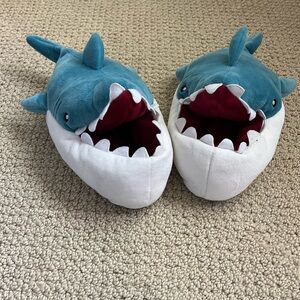 Kids Blue and White Shark Slippers